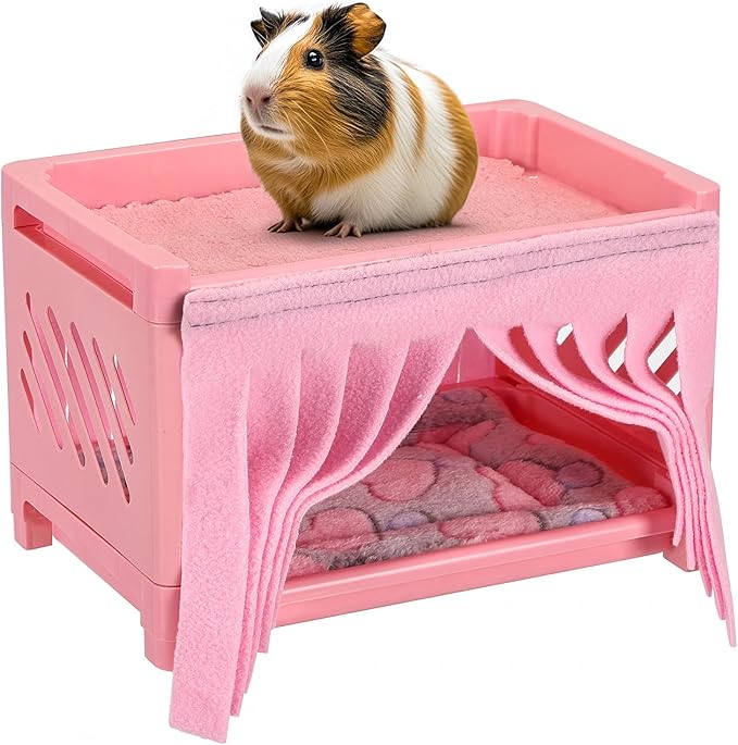 Grddaef Guinea Pig Bed, Small Animal Bunk Bed Guinea Pig Hideout Sleeping Bed for Chinchilla Hamster Rat