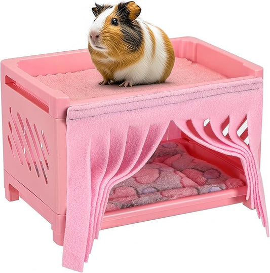 Grddaef Guinea Pig Bed, Small Animal Bunk Bed Guinea Pig Hideout Sleeping Bed for Chinchilla Hamster Rat