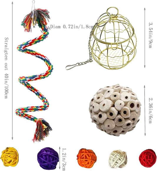 Bird Rope Perch,Birds Perch,Bird Perches for cage,Parakeet perches,Rope Perch for Conures,Parrot,Cockatiel,Lovebird,Budgerigar,Bird cage Accessories,Chew Toys