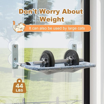 Foldable Cat Window Perch Glow in The Dark Cat Hammock Cordless Cat Bed with 4 Strong Suction Cups Warm Soft Zipper Cushions Cat Seats Indoor for Large Cats (Stars, Large)