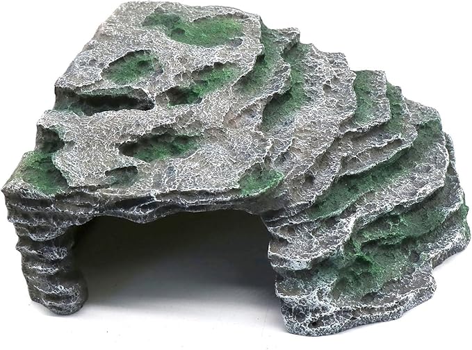 Large Reptile Hide Shale Scape Step Ledge, Reptile Cave Hideout, Bearded Dragons Accessories, Basking Rocks for Bearded Dragons (Large-B-11.8 * 9.8 * 5.3)