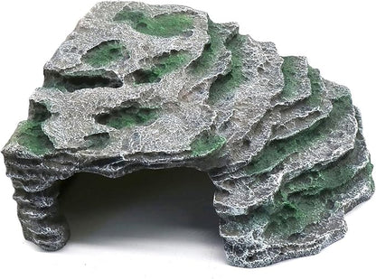 Large Reptile Hide Shale Scape Step Ledge, Reptile Cave Hideout, Bearded Dragons Accessories, Basking Rocks for Bearded Dragons (Large-B-11.8 * 9.8 * 5.3)