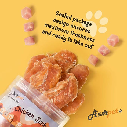 ASMPET Dog Treats Chews, Chicken Jerky Made with 100% Real Chicken Breast
