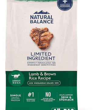 Natural Balance Limited Ingredient Adult Dry Dog Food with Healthy Grains, Lamb & Brown Rice Recipe, 4 Pound (Pack of 1)