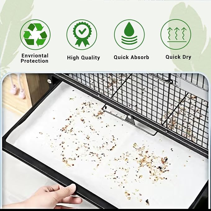120 Pcs Bird Cage Liner Papers Big Size Cage Paper Liners Disposable Cage Paper Liners Precut Absorbent Cushion Pad Mat Accessories for Pet Bird Parrot