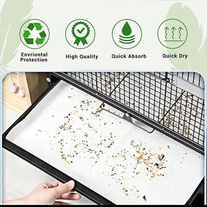 120 Pcs Bird Cage Liner Papers Big Size Cage Paper Liners Disposable Cage Paper Liners Precut Absorbent Cushion Pad Mat Accessories for Pet Bird Parrot