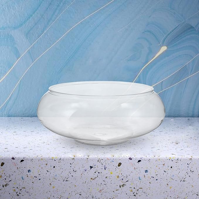 Clear Fish Bowl Vase Bubble Bowl Round Shallow Planter Plastic Container Fish Bowl Aquatic Plant Pot Daffodil Pot Hydroponic Planter Fish Tank Aquarium Bowl