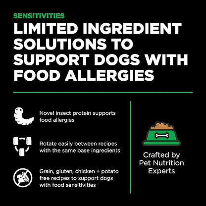 Go! Solutions Sensitivities Limited Ingredients, Grain-Free Dry Dog Food, Insect Recipe for Sensitive Stomach, 12 lb Bag