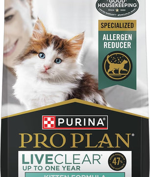 Purina Pro Plan LiveClear Dry cat Food for Kittens Cat Allergen Reducer Chicken and Rice Formula - 5.5 lb. Bag