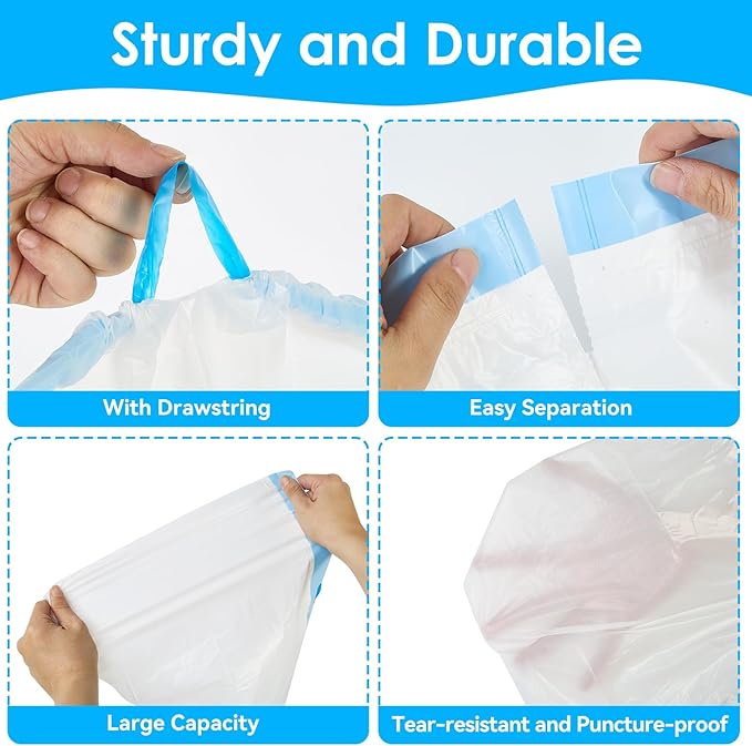 Cat Litter Bags 120 Count,26.37"x15.74" Drawstring Close Litter Box Liners for Automatic Litter Box,Thick Cat Poop Bags,Easy to Clean,Heavy Duty Robot Bag for Self-Cleaning Box