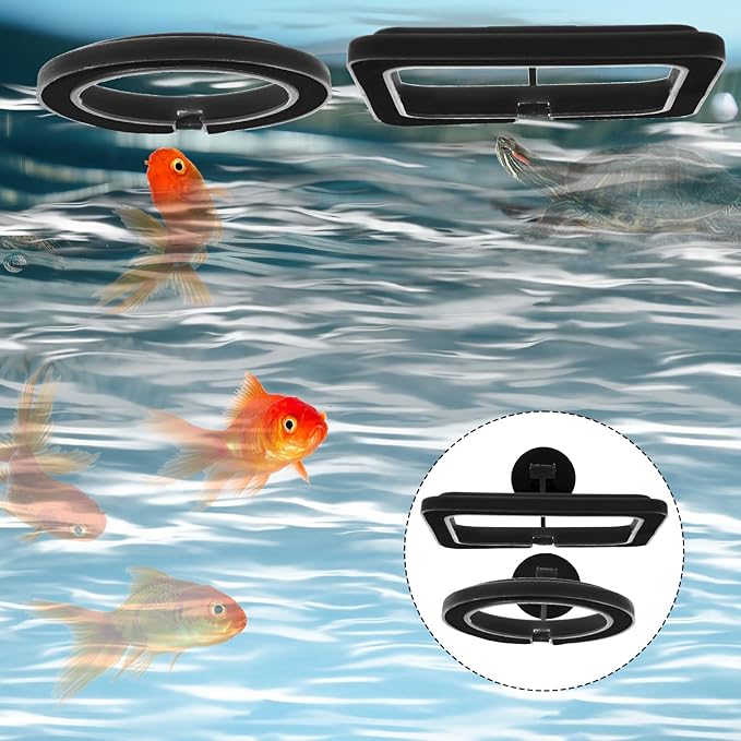 2 PCS Fish Feeding Ring, Aquarium Feeding Ring Automatic Goldfish Tank Feeder Dispenser Auto Live Betta Fish Vacation Feeder Floating Food Accessories for Turtle, Coral, Goldfish (Black)