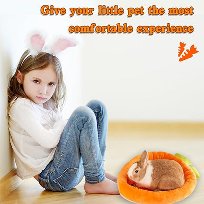 Bunny Bed Rabbit Bed Carrot Shape Bunny Beds Soft Comfortable Rabbits Beds Machine Washable Indoor Guinea Pig Bed Cute Small Animal Bed for Guinea Pig Chinchilla Ferret Squirrel Hedgehog (Large)