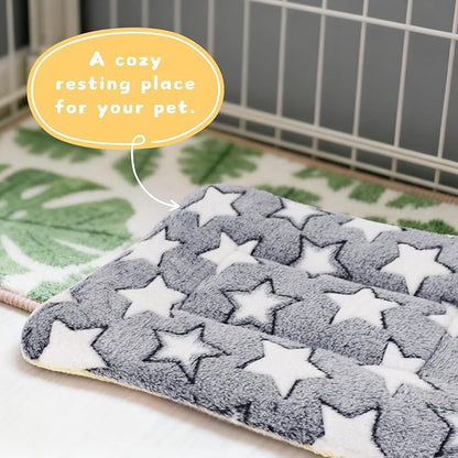 4-Pack Rabbit Bed, Washable Bunny Mat, Fleece Guinea Pig Bedding, Soft Flannel Small Animal Cage Liner, Blanket for Hamster Ferret - 19"x13"