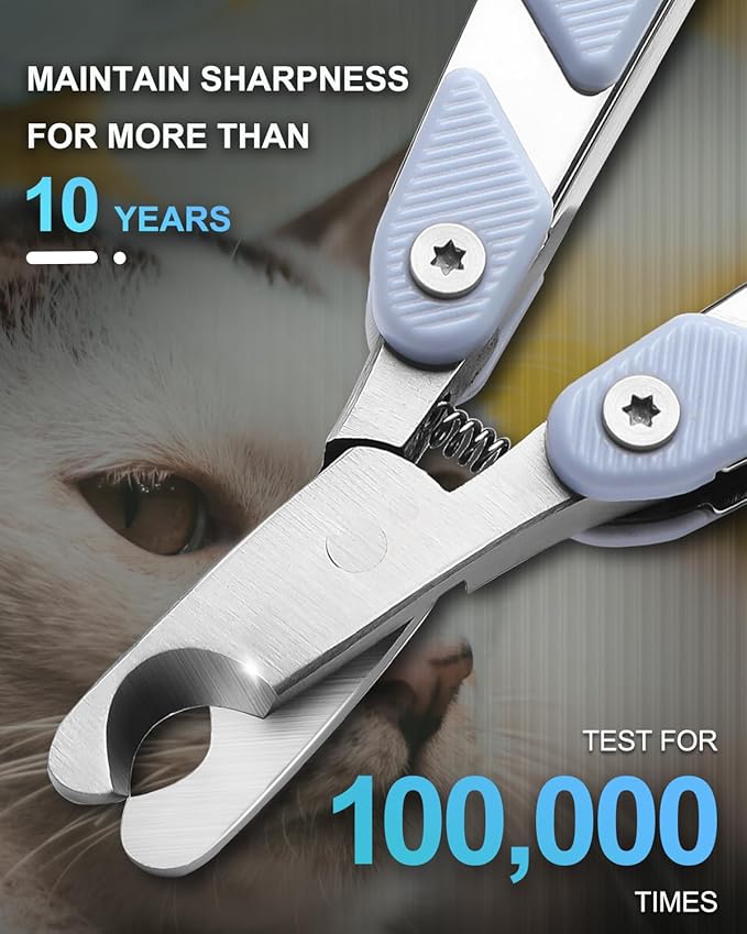 Foldable Cat Nail Clipper, Stainless Steel Dog Nail Trimmers Toenail Clippers, Professional Pet Nail Cutter for Cats Rabbits Hamsters Birds Medium Small Dog, Portable Cortauñas para Perros (Blue)