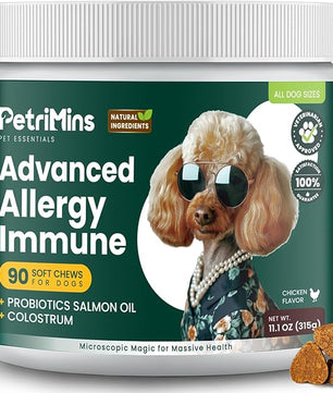 Advanced Allergy Immune Itch Relief for Dogs, Itching Skin Relief & Seasonal Allergies Support with Dog Probiotics, Astragalus Root & Mushroom, Colostrum, Turmeric, Omega 3-90ct, Chicken
