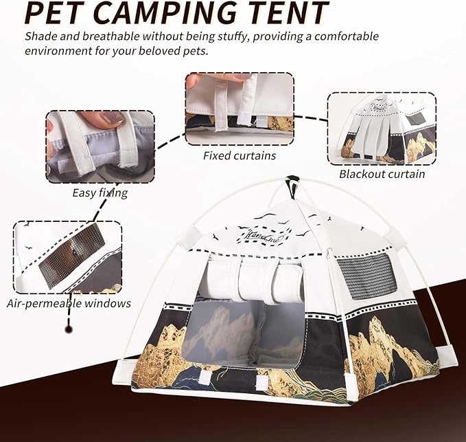 Hamster Mini Camping Tent Hideout, Syrian Hamster Tent House Rat Bed Without Installing, Lightweight & Easy to Clean, Suitable for Mouse, Fancy Rat, Chipmunk and Mini Guinea Pig (Grey)