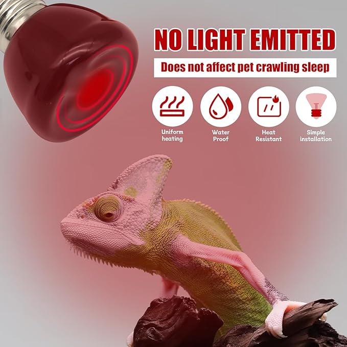 Mini Reptile Heat Lamp, 25w Infrared Ceramic Heat Emitter, No Light Emitting Reptile Heat Bulbs,Ceramic Heat Lamp for Amphibian, Chicken Coop,Cat, Turtle, Snake,Terrarium (1, 25 W)