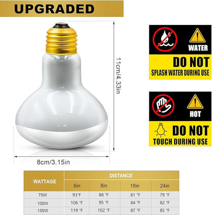 MIXJOY 100W Reptile Heat Lamp Bulbs, 2Pack Heat Lamp Bulbs for Reptiles Basking Bulbs UVA Daylight Basking Light Amphibians Heating Lamp Emitter for Lizard, Tortoise, Bearded Dragon Gecko, Chicken
