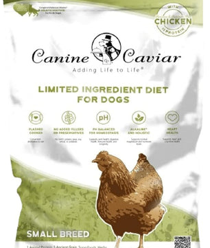 Canine Caviar - Small Breed: Chicken & Whole Ground Oats, Alkaline Dry Dog Food, Limited Ingredients, Gluten-Free, Based on Science & Research, Veterinary Alternative Diet (22 Pound Bag)