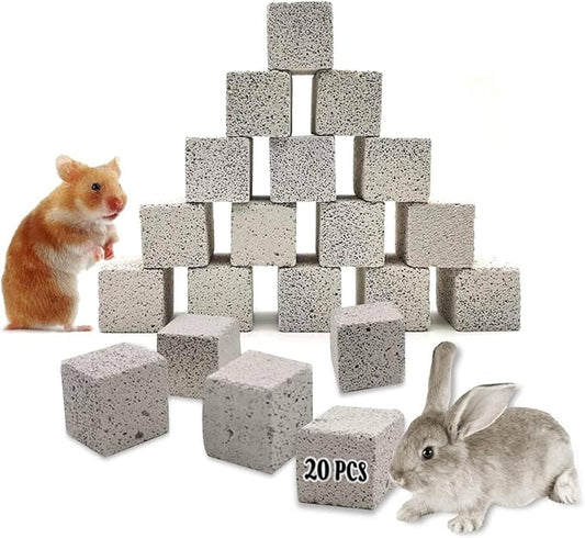 Hamiledyi 20 Pcs Chinchilla Lava Blocks Flower Shape Rabbit Chew Toys Bunny Lava Teeth Grinding Stone Small Animal Mineral Calcium Stone for Hamsters Rabbits Chinchillas Squirrels Rats Parrots