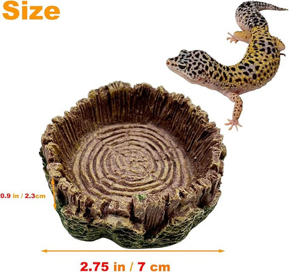 2 Pack Small Reptile Food Bowls, Reptile Feeding Terrarium Bowls for Bearded Dragon Lizard Frog Gecko Tortoise Hermit Crab Snail (Brown B)