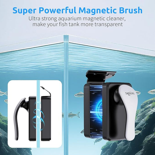 Magnetic Aquarium Glass Cleaner，Algae Scraper for Aquarium Fish Tank， Fish Tank Algae Clean Brush Dual-Sided Side Floating Aquarium Magnetic Brush (L)