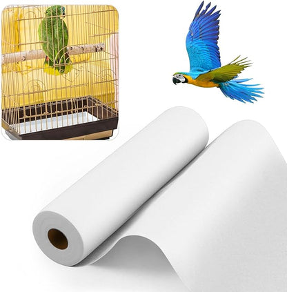 100 ft x 11 Inch Bird Cage Liner Disposable Cages Cushion Pad Mat Precut Absorbent Bird Cage Paper Large Parakeet Cage Liners Accessories for Pet Animal Bird Parrot (White)