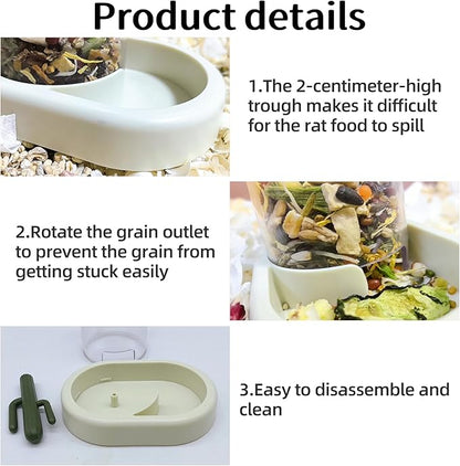 Hamiledyi Automatic Hamster Feeder Rat Food Dispenser Bowl with Water Bottle Food Dish Bowl for Dwarf Hamster Mouse Gerbils (Yellow)