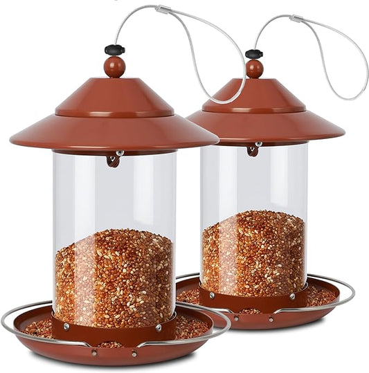 Metal Bird Feeder for Outdoors – 2.4LB Hanging Bird Feeder with 360-degree, Weatherproof & Rust-Resistant, Easy to Fill & Clean for Wild Bird Feeders in Backyard & Garden(2pcs)