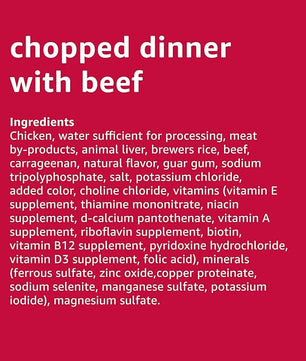 Amazon Basics Chopped Ground Dinner Wet Dog Food Variety Pack, Filet Mignon Flavor and with Beef, Made with Natural Ingredients, 13.2oz Cans (Pack of 12)
