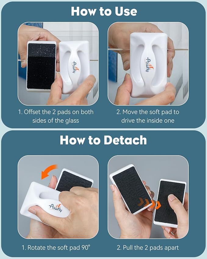 Pawfly 4" Mini Aquarium Magnet Glass Cleaner, Magnetic Fish Tank Cleaner for Glass Aquariums, Strong Magnetic Brush Cleaning Tool for Glass Fish Tanks up to 40 Gallons