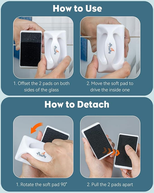 Pawfly 4" Mini Aquarium Magnet Glass Cleaner, Magnetic Fish Tank Cleaner for Glass Aquariums, Strong Magnetic Brush Cleaning Tool for Glass Fish Tanks up to 40 Gallons