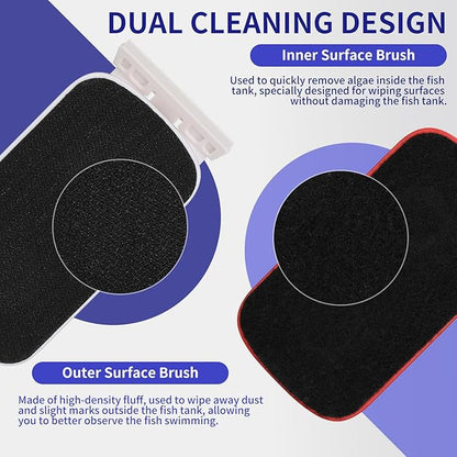 Fish Tank Magnetic Aquarium Cleaner Brush,Algae Scraper Cleaning Tools for Glass Cleaner,Floating Scrubber Brush,Easy to Clean,Two Algae Scraper,Suitable for 5/8 to 1-1/9 Inch Fish Tank(Large)