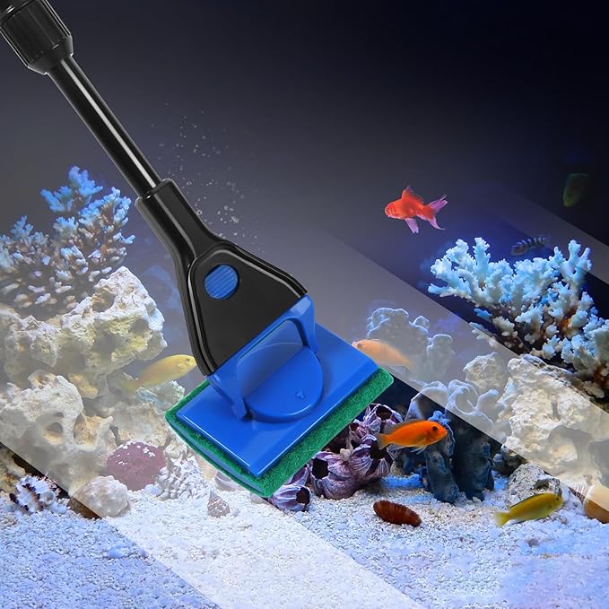 AQUANEAT Aquarium Vacuum Siphon, Hand Pump Fish Tank Water Changer, with Fish Net Algae Scraper 5 in 1 Cleaning Set