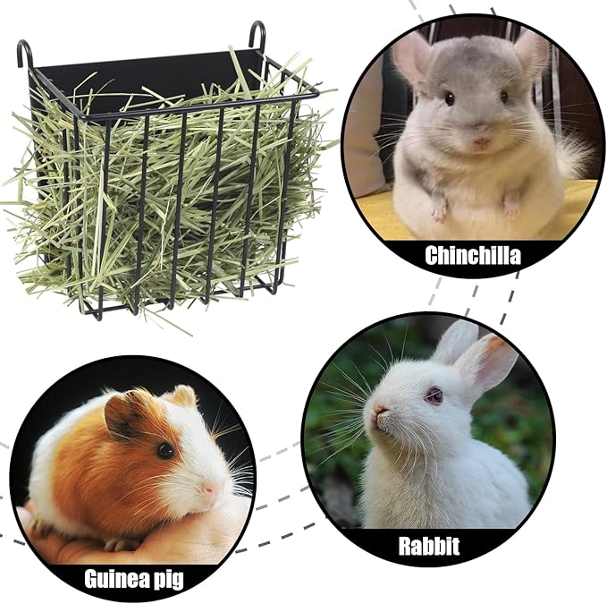 2PCS Rabbit Hay Rack with Heavy-Duty Metal Frame Rabbit Hay Holder for Cage - Guinea Pig Hay Feeder Bunny Hay Feeder,for Rabbits Guinea Pigs Bunny Chinchillas