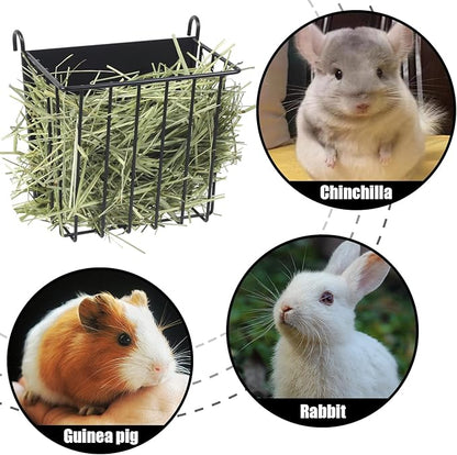 2PCS Rabbit Hay Rack with Heavy-Duty Metal Frame Rabbit Hay Holder for Cage - Guinea Pig Hay Feeder Bunny Hay Feeder,for Rabbits Guinea Pigs Bunny Chinchillas