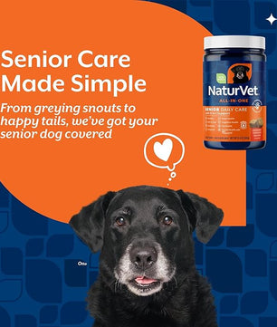 NaturVet All-in-One Senior Dog Daily Care Supplement, 8-in-1 Support Dog Soft Chews for Mobility, Skin, Heart, Teeth, Cognition, Eyes, Hickory Smoked Bacon Flavored Pet Supplement for Dogs, 60 Count