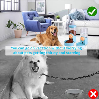 Kenond 40oz Hanging Automatic Rabbit Food and Water Dispenser, Dog Cage and Ferret Feeder, Gravity Cat Feeder Set, Cage Food Bowl for Bunny, Guinea Pig, Chinchilla (Green)