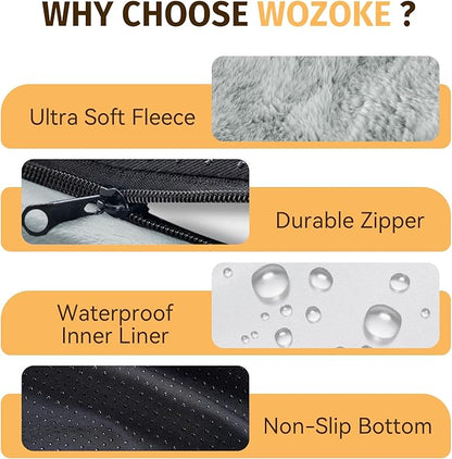 Orthopedic Waterproof Large Dog Bed: Memory Foam Washable Dog Bed with Bolsters - Removable Orthopedic Cover for Medium L XL Large Sized Pet - Non-Slip Bottom - Silver