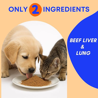 Beef Liver Food Toppers for Dogs & Cats - 100% Natural, High Protein Dog Seasoning for Food, Meal Topper & Appetite Stimulant for Picky Eaters, Liver & Lung Weight Gain for All Breed & Sizes