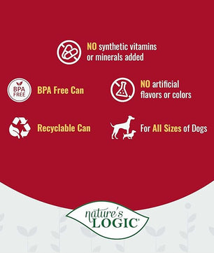 Nature's Logic Grain-Free Canned Dog Food - 95% Animal Proteins - 100% Natural Wet Dog Food Cans - No Common Allergens - All Life Stages - Ideal for Sensitive Dogs - Beef (13.2 oz, 12 pack)