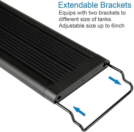 WATER REBIRTH LED Aquarium Light, Full Spectrum Fish Tank Led Light with Aluminum Alloy Shell Extendable Brackets (12-18 in)