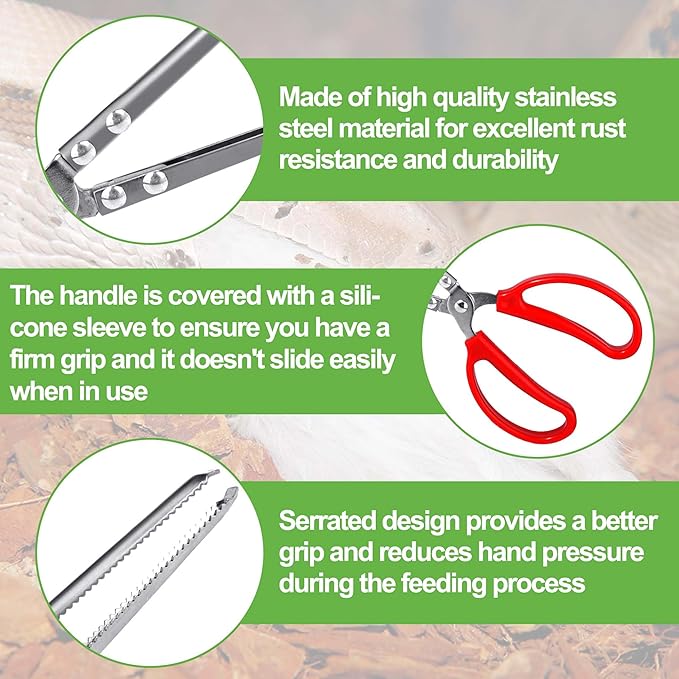 Snake Feeding Tongs,15 Inch Reptile Feeding Tongs,Extra Long Large Tweezers for Corn Ball Python Accessories,Bearded Dragon Tank Accessories,Pet Terrarium Supplies for Leopard Crested Gecko,Lizard