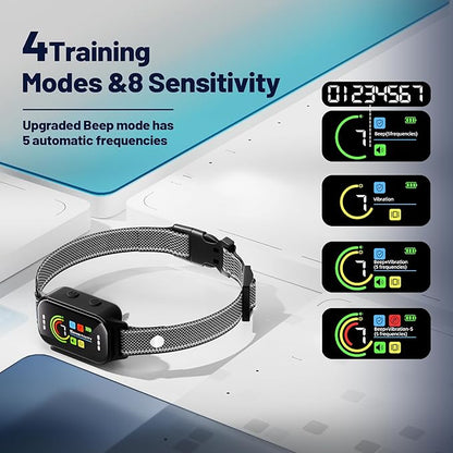 JEUJE Dog Bark Collar,Bark Collar for Large Medium Small Dogs,Anti Barking Training Collar with 7-Level Sensitivity + 5 Safety Modes Humane Training System