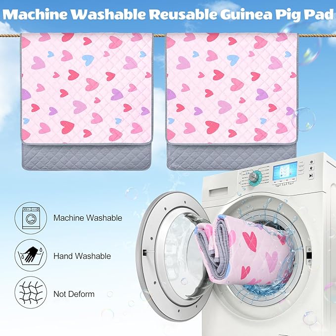 2 Pack Guinea Pig Bedding, Washable Guinea Pig Cage Liner Reusable Guinea Pig Mat Waterproof Guinea Pig Bedding for Cage, Super Absorbant Guinea Pig Pee Pads for Small Animals Hamster Rabbit Squirrel