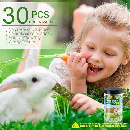 12.3 Ounces Timothy Hay Sticks, Natural Timothy Hay for Guinea Pigs, Chinchillas, Hamsters, Handmade Rabbit Chew Toys