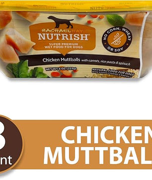 Nutrish Rachael Ray Wet Dog Food Chicken Muttballs, 8 oz. Tub, 8 Count