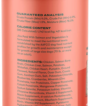 Jinx Premium Wet Dog Food Cans, Variety Pack - Salmon & Chicken Pate - Grain-Free Canned Dog Food Pate & Topper with Real Ingredients & No Fillers - All Life Stages, Breeds & Sizes - 12-Pack, 13 Oz