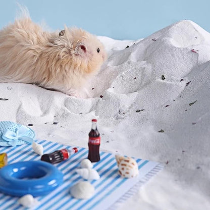 DR.DUDU Hamster Bath Sand, 6.6lb Dust Free Desert Sand or Potty Litter Sand for Hamster Chinchillas Gerbil Syrian Mice Small Animals (White, Flower Smell)