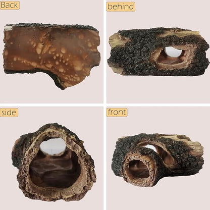 IBWell Aquarium Wood Fish Tank Decorations，Resin Fake Logs Terrarium DÉCor, Reptile Hide Aquarium Hideout for Fish Cave, Small Turtles, to 20 Gallon Tank